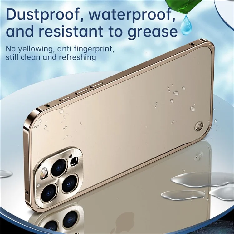 Für Das Iphone 16 Pro Max Metal Clear Case Safety Lock Matte Anti-fingerabdruck Rückdeckabdeckung - Gold
