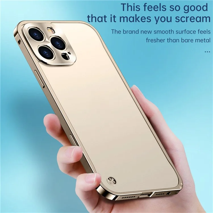 Für Das Iphone 16 Pro Max Metal Clear Case Safety Lock Matte Anti-fingerabdruck Rückdeckabdeckung - Gold