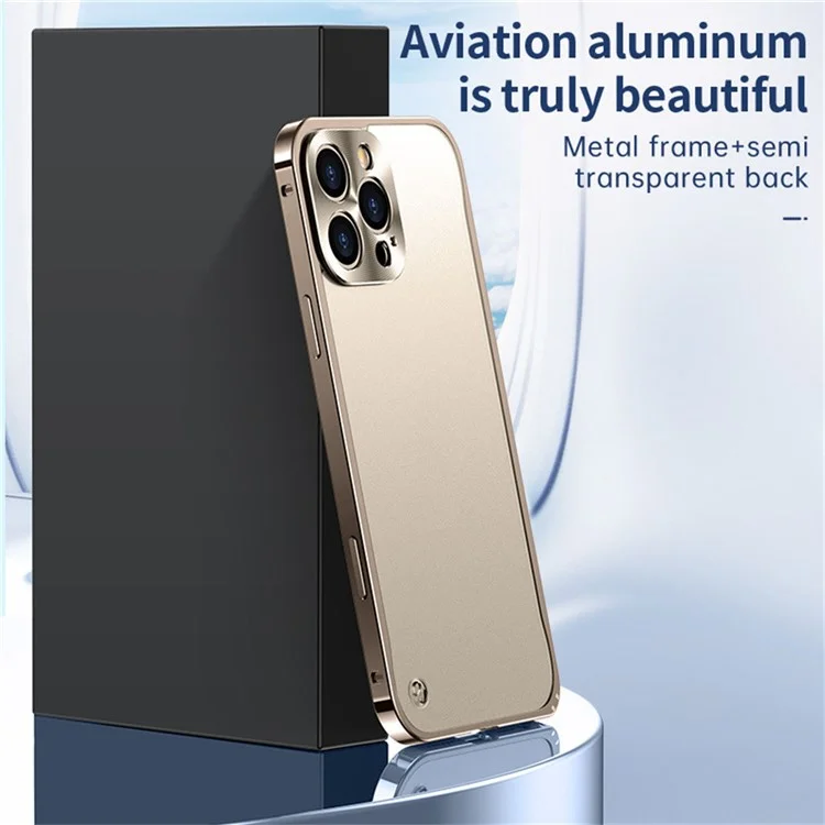 Für Das Iphone 16 Pro Max Metal Clear Case Safety Lock Matte Anti-fingerabdruck Rückdeckabdeckung - Gold