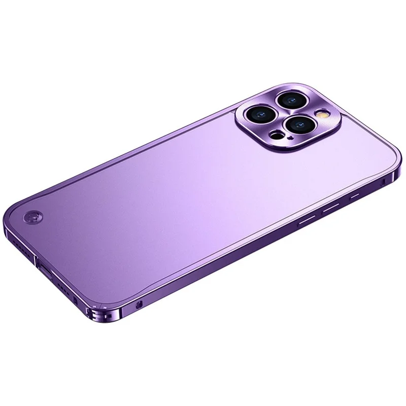 For iPhone 16 Pro Max Metal Clear Case Safety Lock Matte Anti-Fingerprint Back Cover - Purple