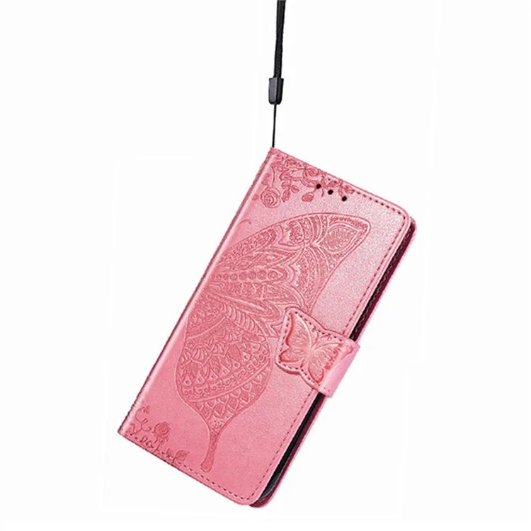For Motorola Moto G Play (2024) 4G Case PU Leather Wallet Phone Cover Butterfly Pattern - Pink