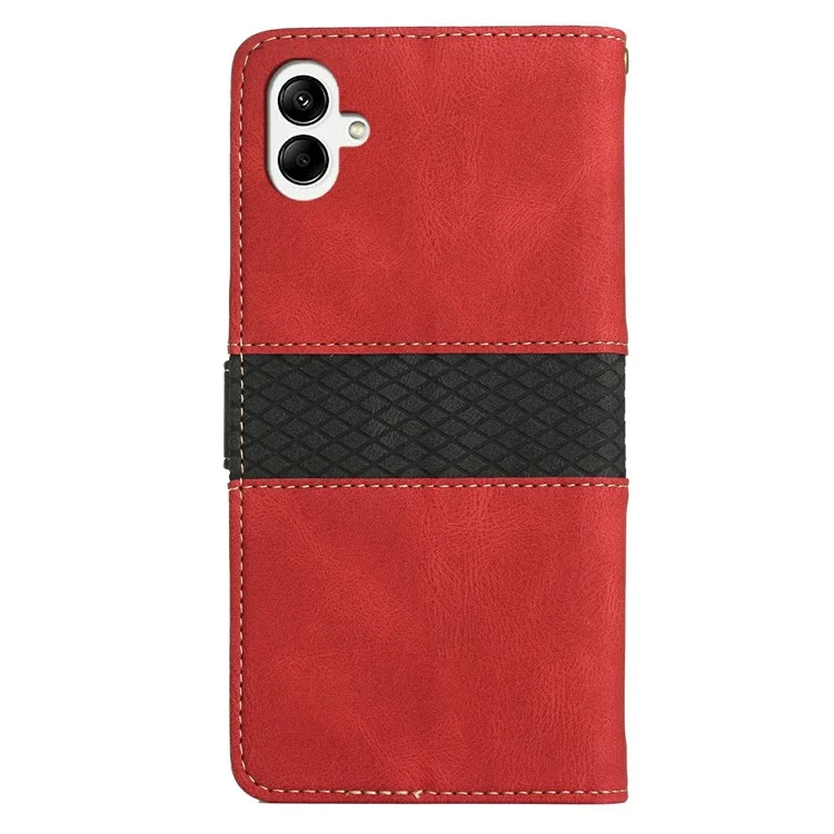 Para Samsung Galaxy A06 Case de Cuero Grid Empalmante de la Billetera de la Billetera de la Billetera - Rojo