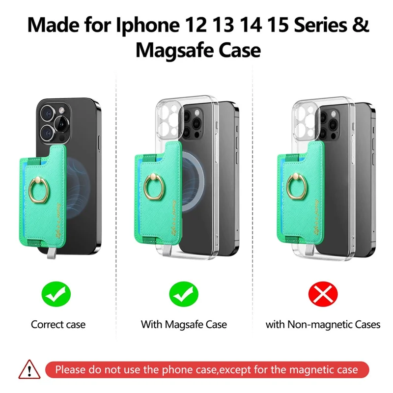 MC-W13 Magnetiskt kortfodral med ringfot, läder, grönt