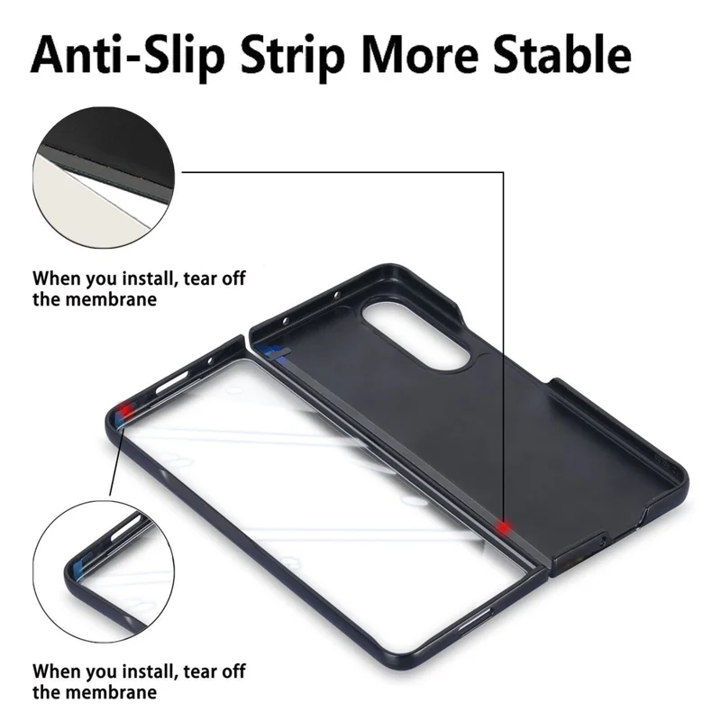 Para Samsung Galaxy Z Fold4 5G Magnetic Case Leather+TPU Phone Cover With Screen Film - Negro