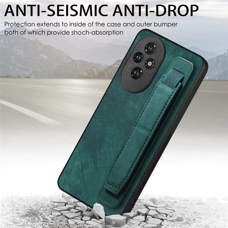 D11 Para Honor 200 Pro 5G Case Leatra + TPU Tampa de Telefone - Verde