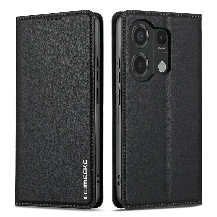LC.IMEEKE L1 Series para Xiaomi Poco M6 Pro 4G / Redmi Note 13 Pro 4G Funda de Piel de PU Tipo Cartera con Soporte - Negro