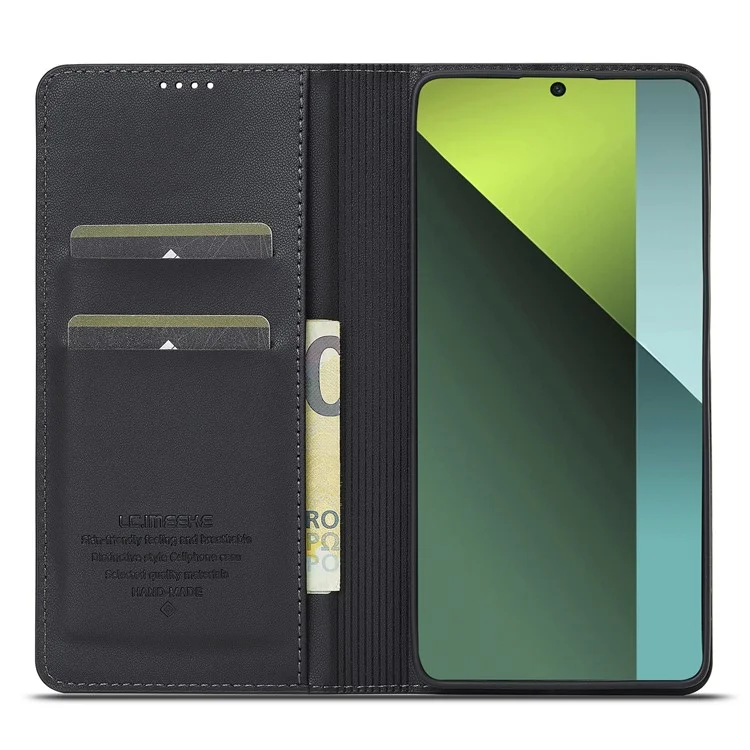 LC.IMEEKE L1 Series para Xiaomi Poco M6 Pro 4G / Redmi Note 13 Pro 4G Funda de Piel de PU Tipo Cartera con Soporte - Negro