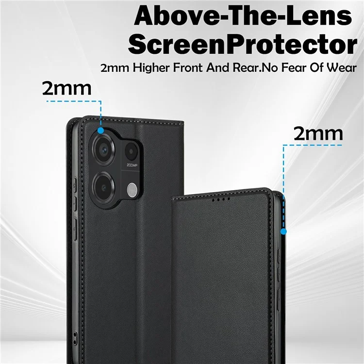 LC.IMEEKE L1 Series para Xiaomi Poco M6 Pro 4G / Redmi Note 13 Pro 4G Funda de Piel de PU Tipo Cartera con Soporte - Negro