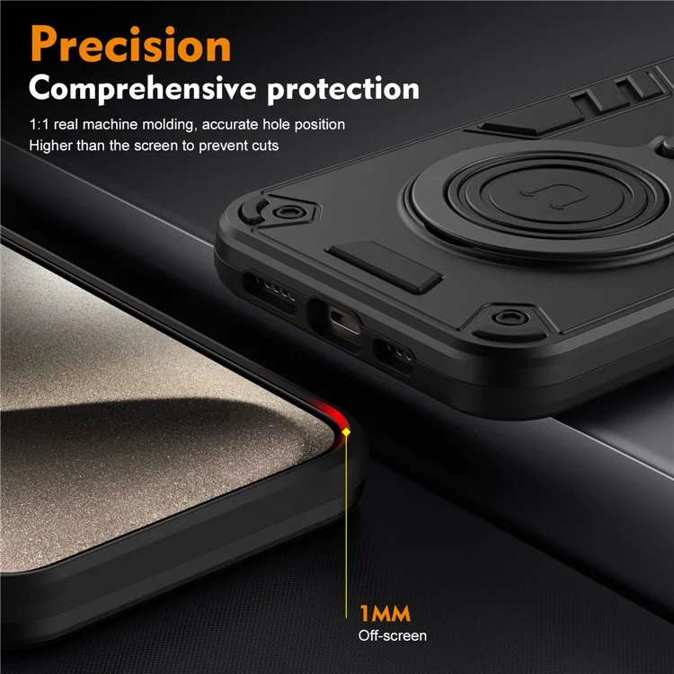 Для Samsung Galaxy S24 Case Rowtable Kickstand PC+TPU Защита от Выпадения Телефона. - Черный