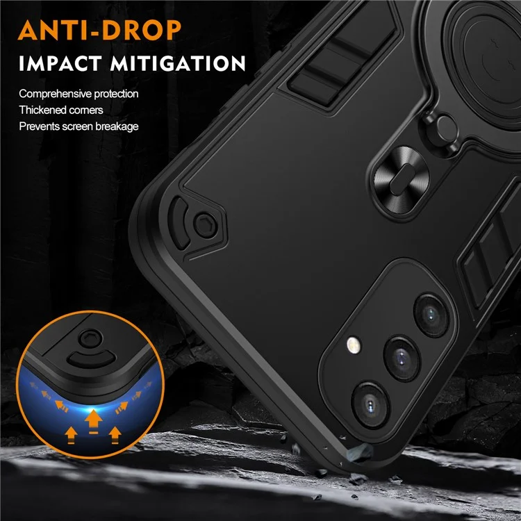 Для Samsung Galaxy S24 Case Rowtable Kickstand PC+TPU Защита от Выпадения Телефона. - Черный