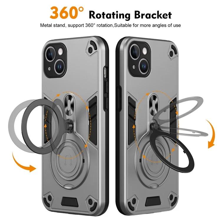 Для Iphone 15 Plus Case Rowtable Kickstand PC+TPU Защита от Drop Protection Protection - Серебро