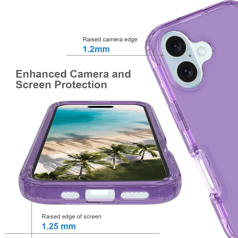 Für iPhone 16 Plus Case Stoßfest TPU+PC Hybrid Handyhülle - Lila
