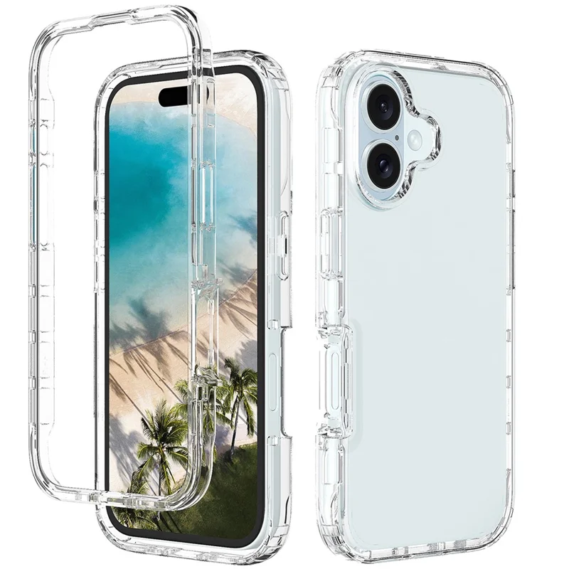 Para iPhone 16 Caja a prueba de golpes TPU+PC Hybrid Phone Cover - Transparente