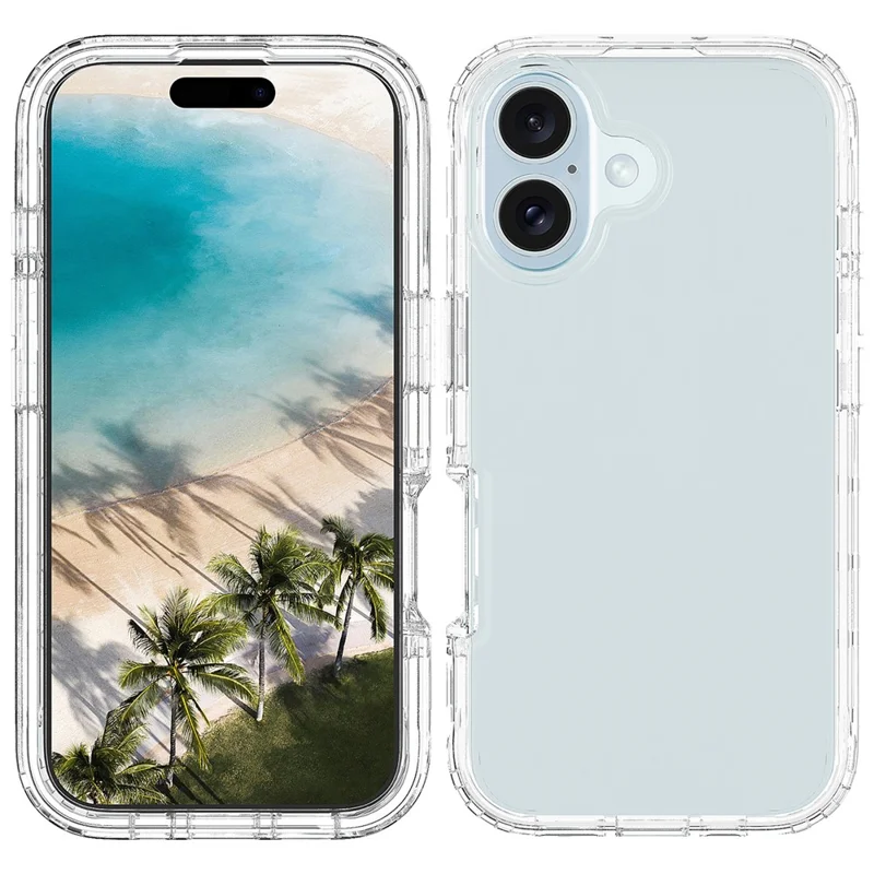 Para iPhone 16 Caja a prueba de golpes TPU+PC Hybrid Phone Cover - Transparente