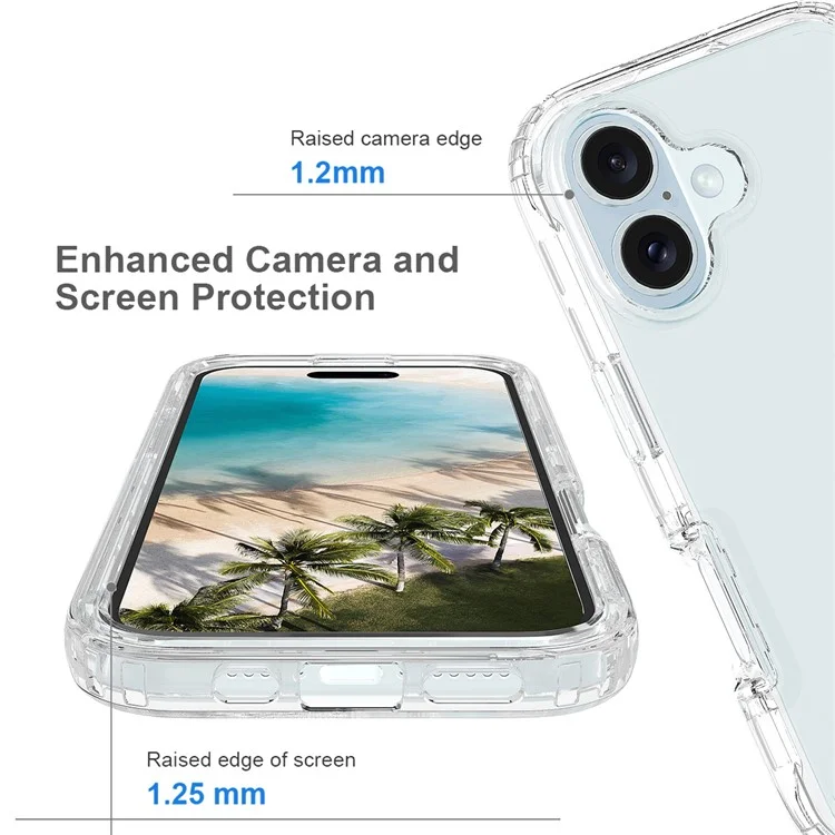 Para iPhone 16 Caja a prueba de golpes TPU+PC Hybrid Phone Cover - Transparente