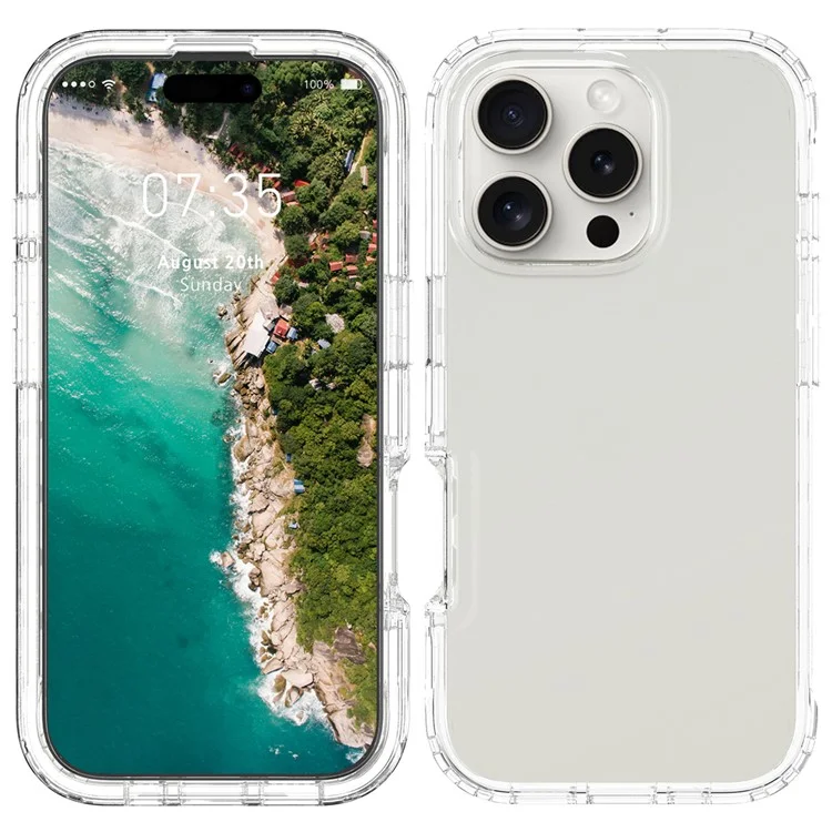 For iPhone 16 Pro Case Shockproof TPU+PC Hybrid Phone Cover - Transparent