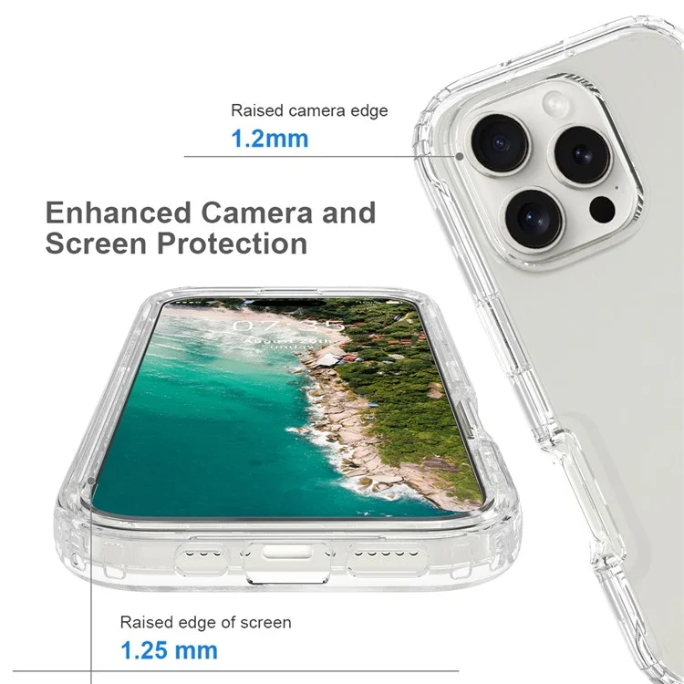 For iPhone 16 Pro Case Shockproof TPU+PC Hybrid Phone Cover - Transparent