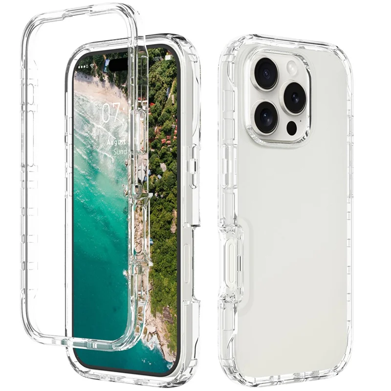 For iPhone 16 Pro Max Case Shockproof TPU+PC Hybrid Phone Cover - Transparent