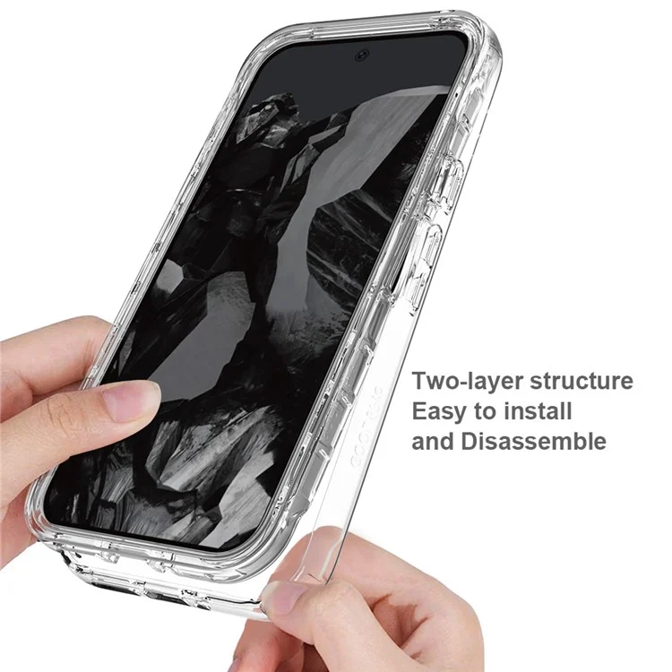 For Google Pixel 9 Pro XL Case Shockproof TPU+PC Hybrid Phone Cover - Transparent