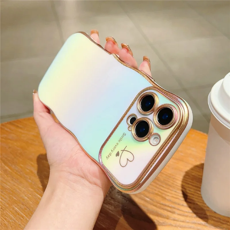 Для Iphone 16 Pro Max Case Case Chore Love Heart Tpu Phone Cover Rididescent Gradient - Красочный Белый