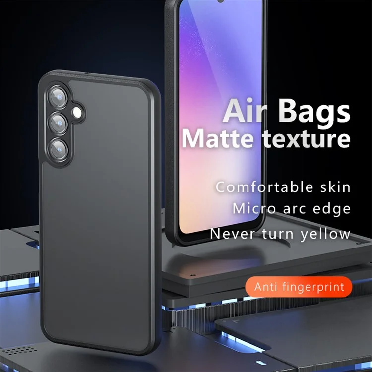 For Samsung Galaxy A16 5G / A16 4G Case Skin-Touch TPU+PC Matte Phone Shell, Transparent Black
