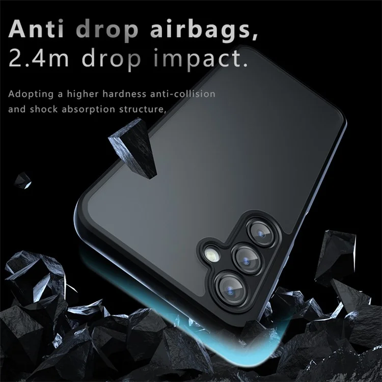 For Samsung Galaxy A16 5G / A16 4G Case Skin-Touch TPU+PC Matte Phone Shell, Transparent Black