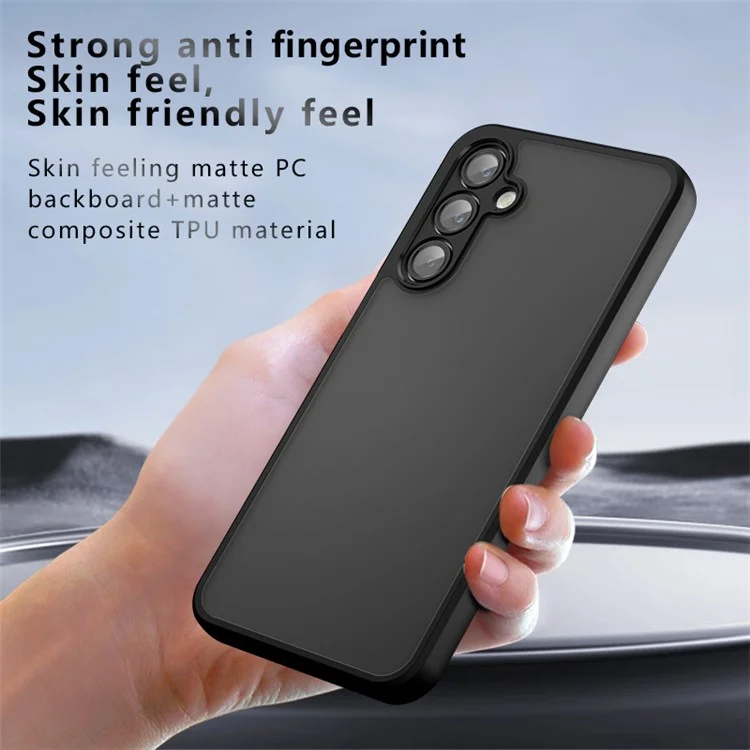 For Samsung Galaxy A16 5G / A16 4G Case Skin-Touch TPU+PC Matte Phone Shell, Transparent Black