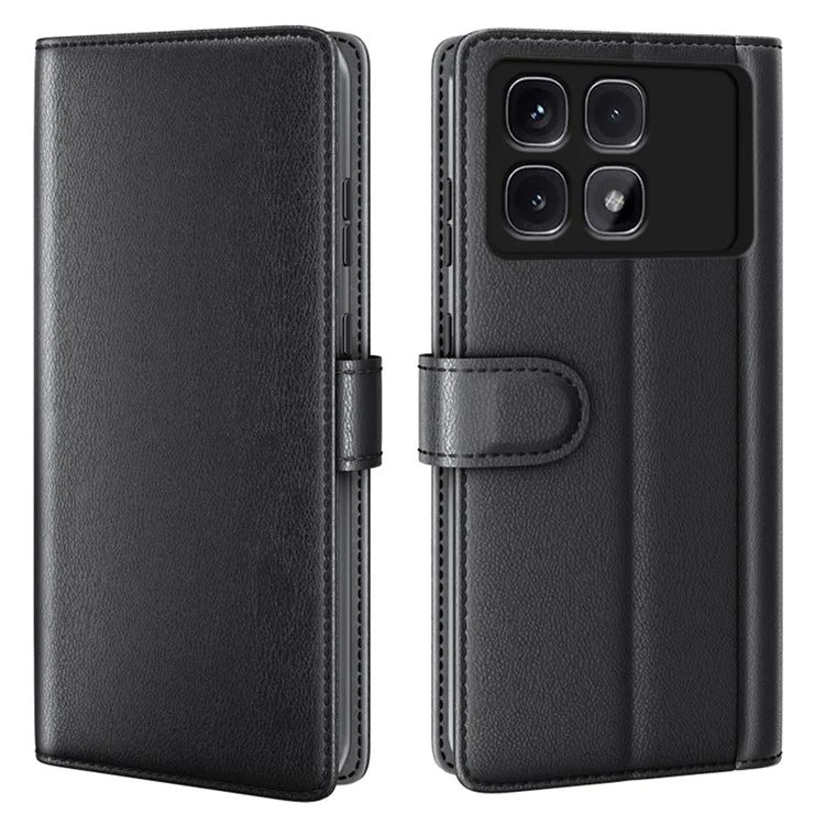 Для Xiaomi Redmi K70 Ultra Case Onuine Split Leather Phone Cover Card Card Card Card - Черный