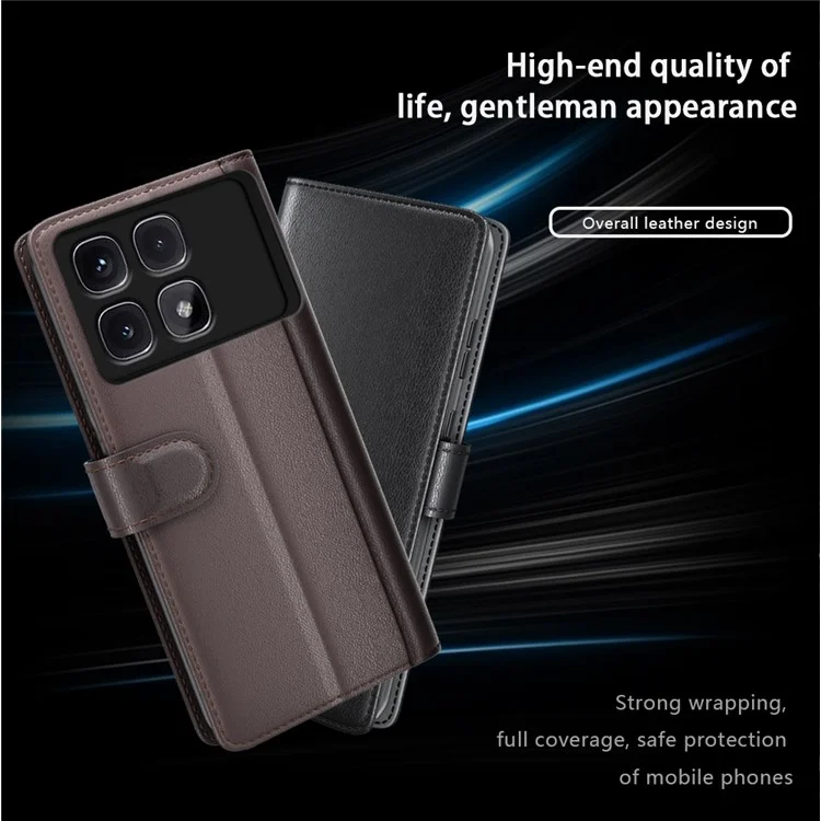 Для Xiaomi Redmi K70 Ultra Case Onuine Split Leather Phone Cover Card Card Card Card - Черный