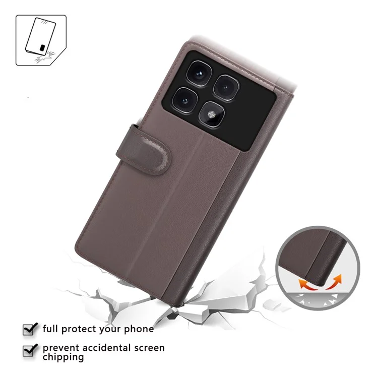 Для Xiaomi Redmi K70 Ultra Case Onuine Split Leather Phone Cover Card Card Card Card - Черный