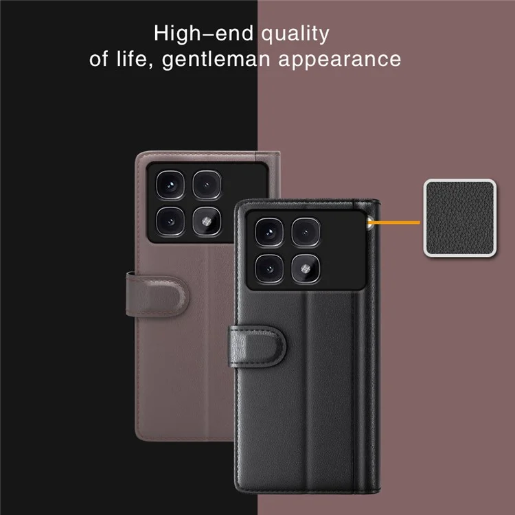 Для Xiaomi Redmi K70 Ultra Case Onuine Split Leather Phone Cover Card Card Card Card - Черный