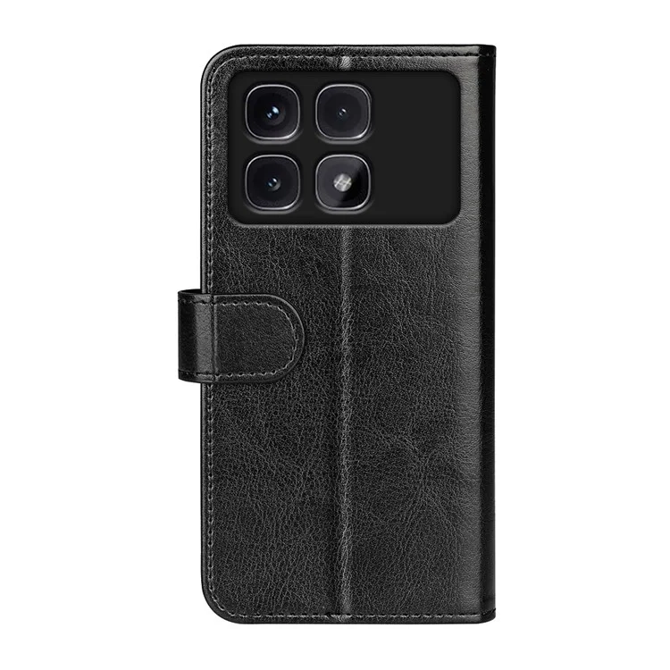 Для Xiaomi Redmi K70 Ultra Wallet Case Crase Crazy Horse Texture Stand Кожаная Телефонная Крышка Телефона - Черный
