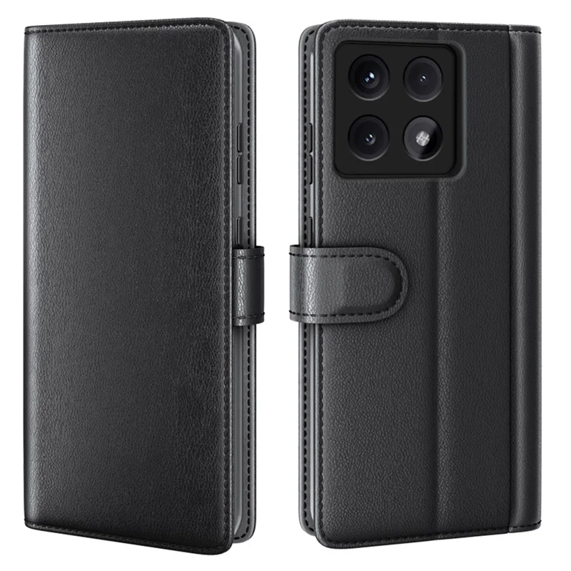 Per Xiaomi 14T Case Genuine Split Leather Phone Cover Wallet Card Slot - Nero