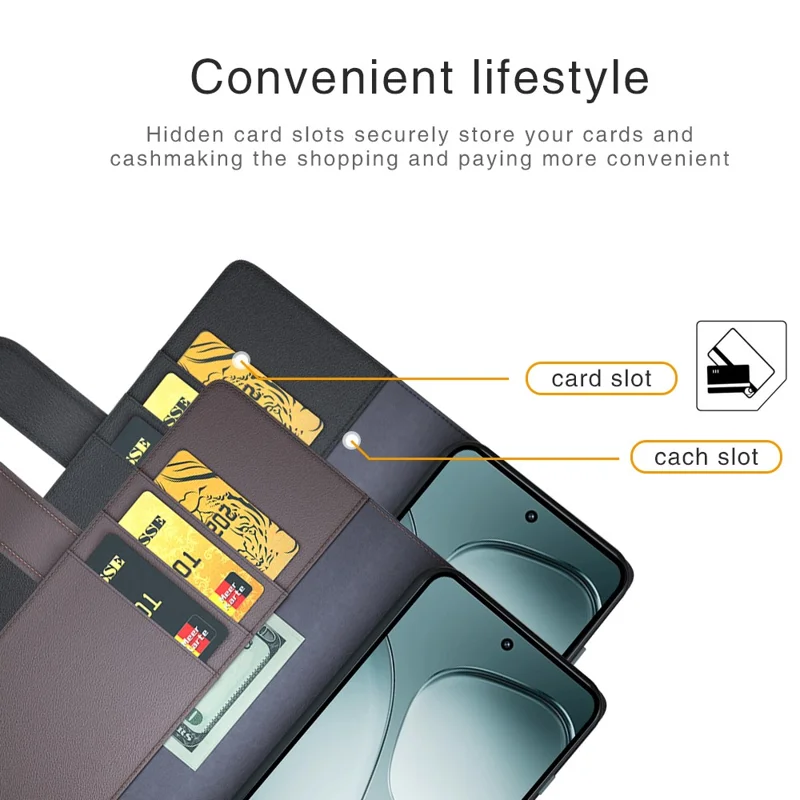 Per Xiaomi 14T Case Genuine Split Leather Phone Cover Wallet Card Slot - Nero