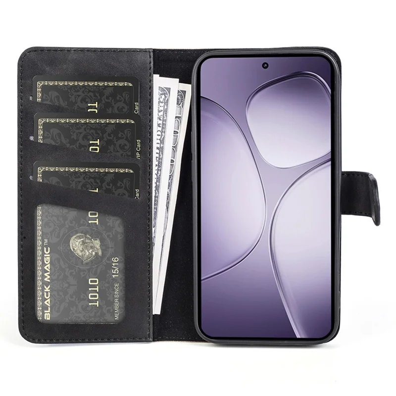 For Xiaomi 14T Pro Wallet Case Leather Phone Cover Splicing Color - Black