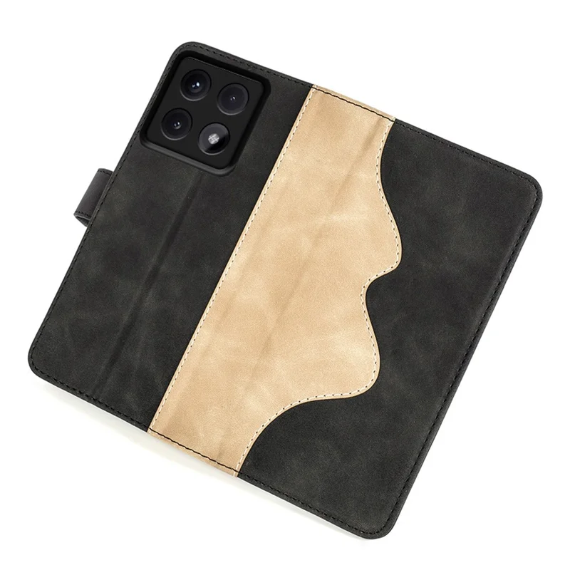 For Xiaomi 14T Pro Wallet Case Leather Phone Cover Splicing Color - Black