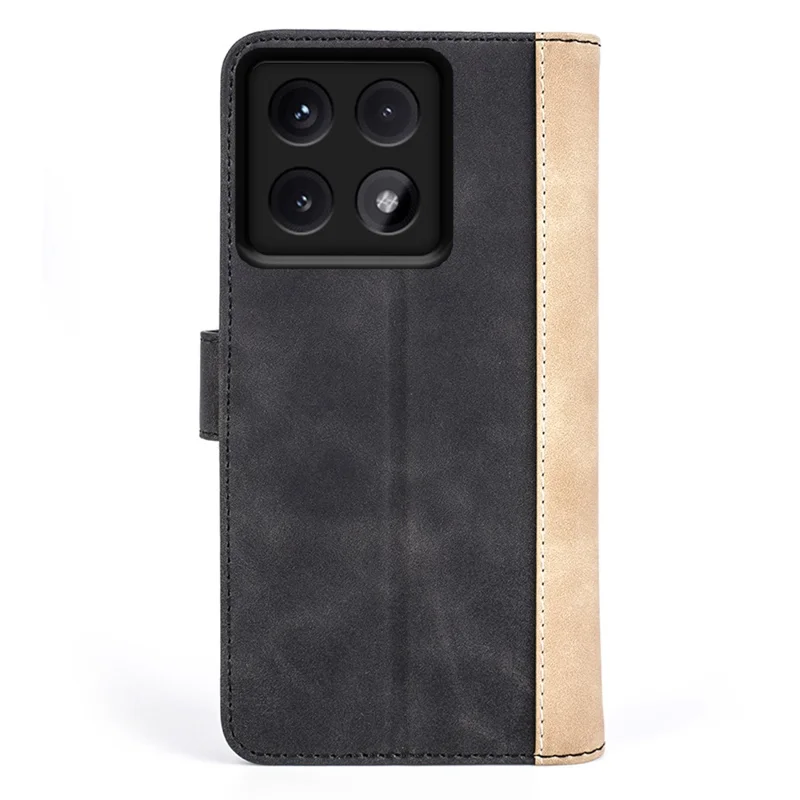 For Xiaomi 14T Pro Wallet Case Leather Phone Cover Splicing Color - Black