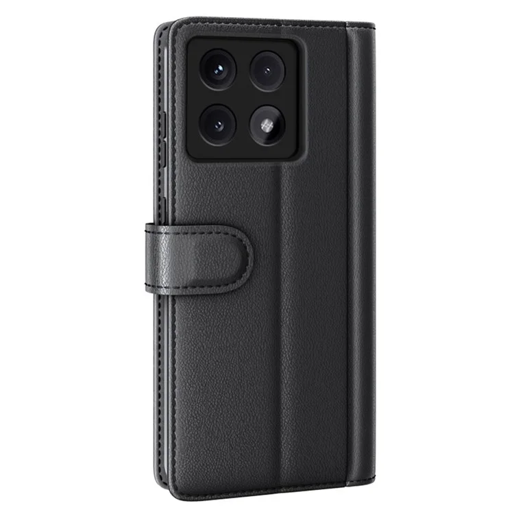 Para Xiaomi 14T Pro Case Genuine Split Leather Phone Cover Wallet Card Slot - Preto