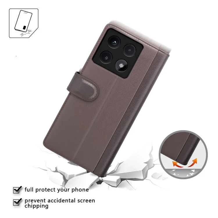 Para Xiaomi 14T Pro Case Genuine Split Leather Phone Cover Wallet Card Slot - Preto