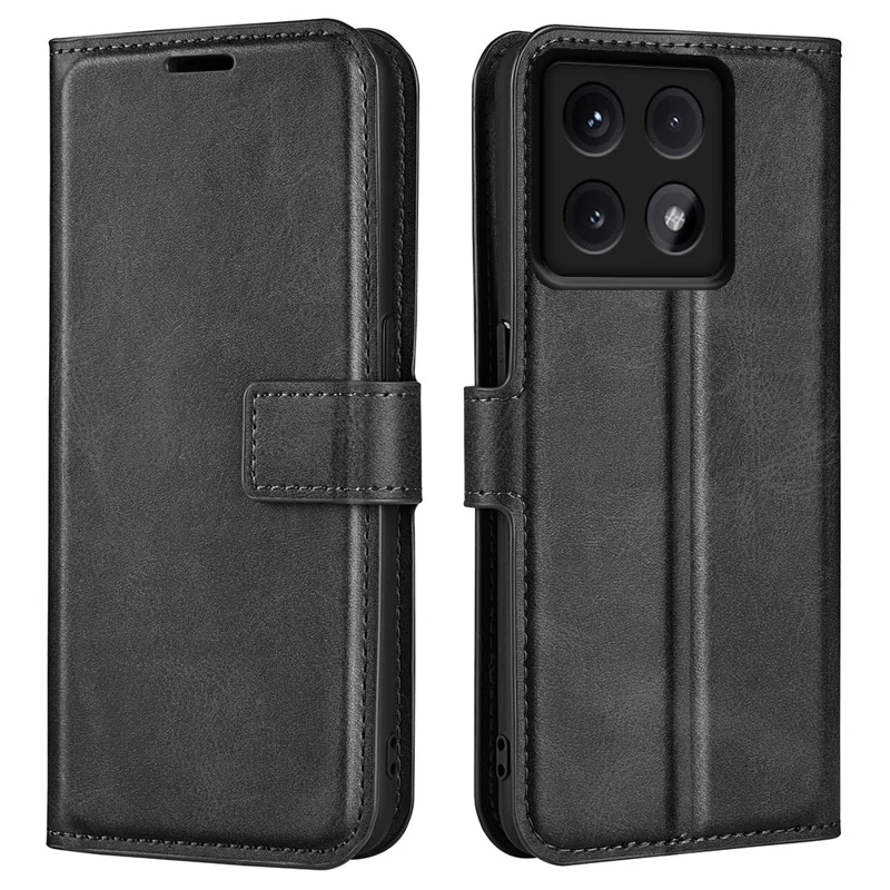 Per Xiaomi 14T Pro Stand Case Anti-Scratch Calf Texture Leather Phone Cover - Nero