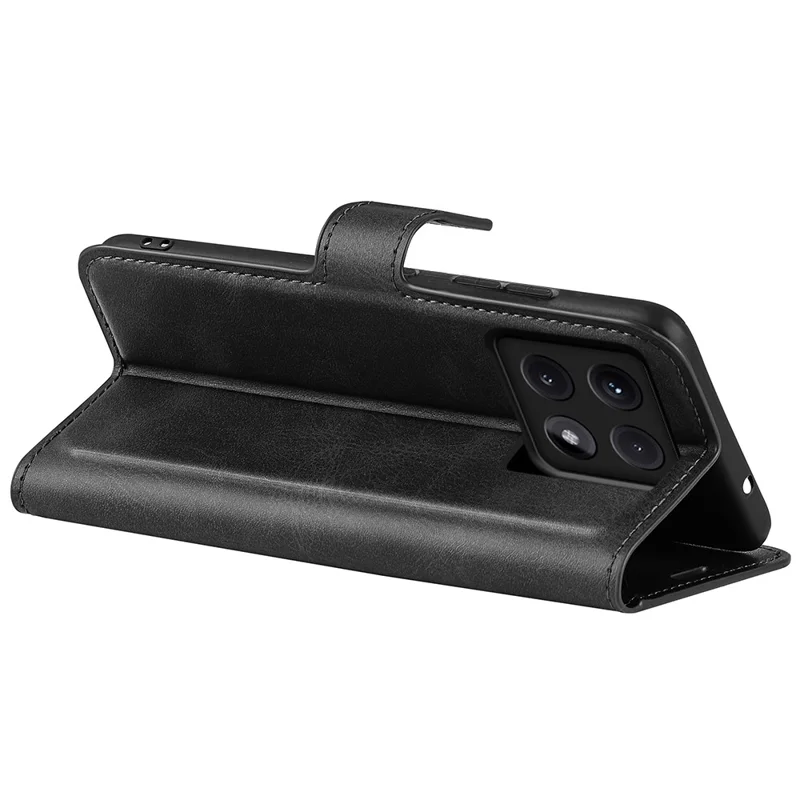 Per Xiaomi 14T Pro Stand Case Anti-Scratch Calf Texture Leather Phone Cover - Nero
