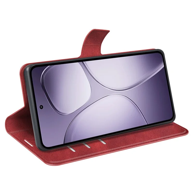 Para Xiaomi 14t Pro Stand Case Anti-srcratch Toced de Terneros Texturo Cubierta - Rojo