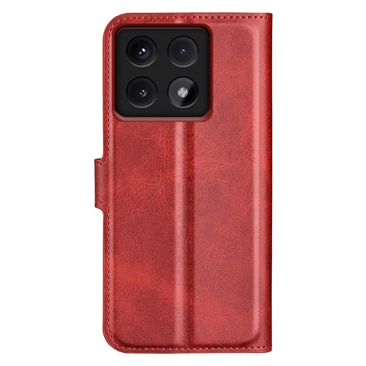 Para Xiaomi 14t Pro Stand Case Anti-srcratch Toced de Terneros Texturo Cubierta - Rojo