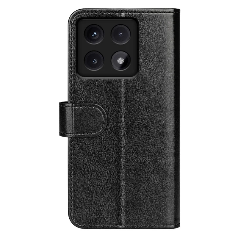 For Xiaomi 14T Pro Wallet Case Crazy Horse Texture Stand Leather Phone Cover - Black
