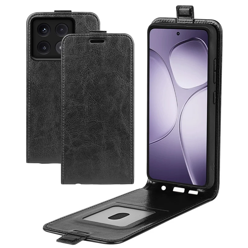 For Xiaomi 14T Pro Case with Card Slots Vertical Flip Leather Phone Cover - Black
