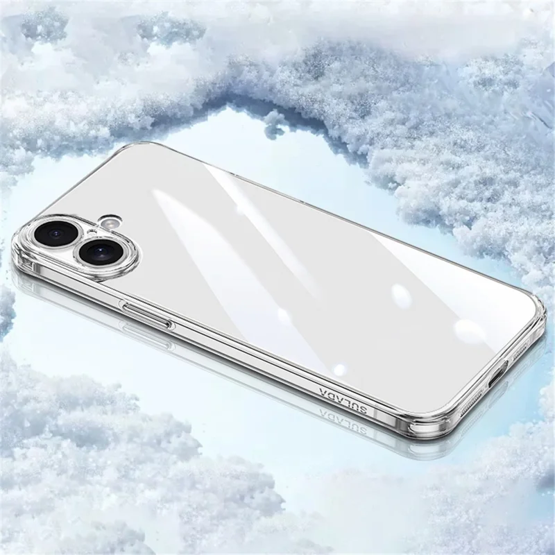 SULADA For iPhone 16 Clear Case TPU +Tempered Glass Shockproof Phone Case - Transparent