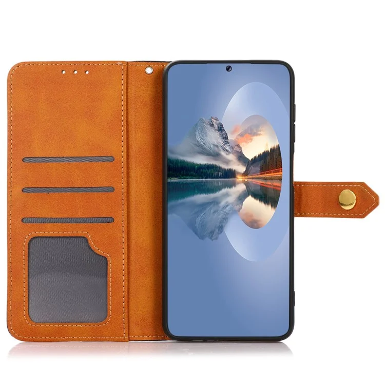 Khazneh Pour Samsung Galaxy A04 4G PU Cuir à Amortir le Boîtier de Téléphone Boîte de Protection du Portefeuille Avec Boucle Magnétique Dorée - Bleu