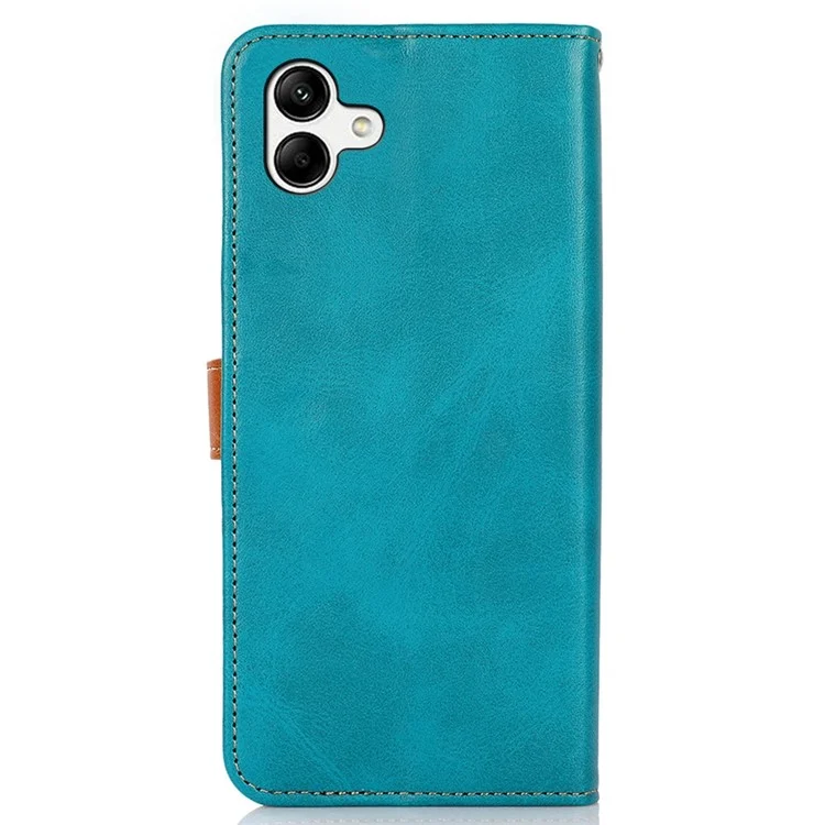 Khazneh Pour Samsung Galaxy A04 4G PU Cuir à Amortir le Boîtier de Téléphone Boîte de Protection du Portefeuille Avec Boucle Magnétique Dorée - Bleu