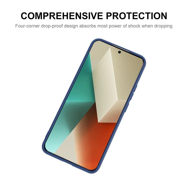ENKAY HAT PRINCE For Xiaomi Redmi Note 13 Pro 5G  /  Poco X6 5G Case Straight Edge Liquid Silicone Phone Cover - Dark Blue