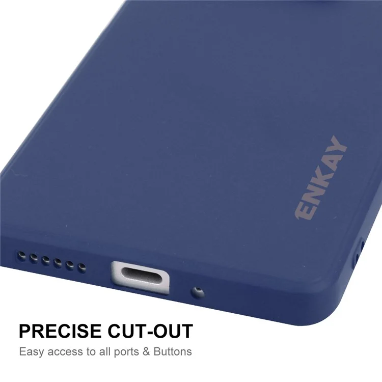 ENKAY HAT PRINCE For Xiaomi Redmi Note 13 Pro 5G  /  Poco X6 5G Case Straight Edge Liquid Silicone Phone Cover - Dark Blue
